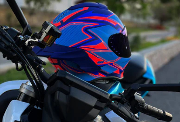 Casco Moto QUARTZ - SHANGHAI AZUL CON ROJO MATE