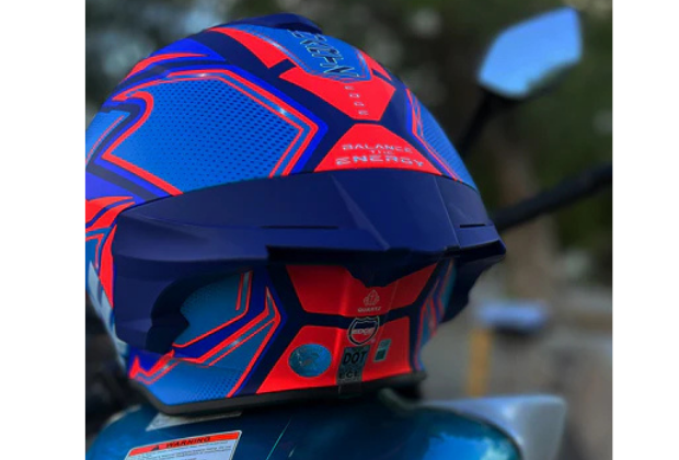 Casco Moto QUARTZ - SHANGHAI AZUL CON ROJO MATE