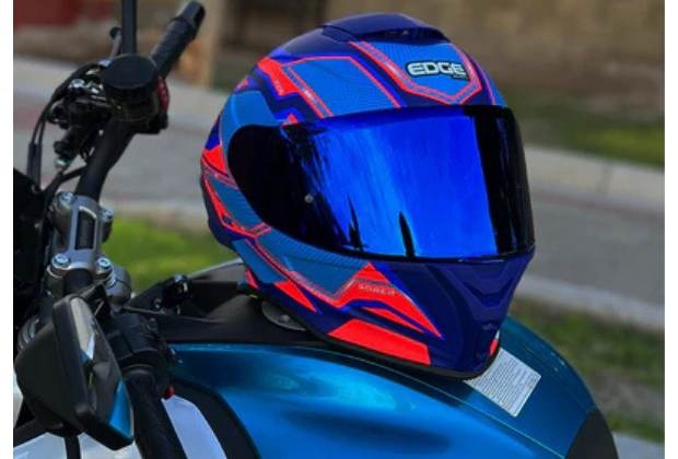 Casco Moto QUARTZ - SHANGHAI AZUL CON ROJO MATE