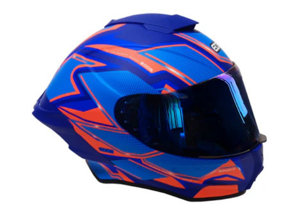 Casco Moto QUARTZ - SHANGHAI AZUL CON ROJO MATE