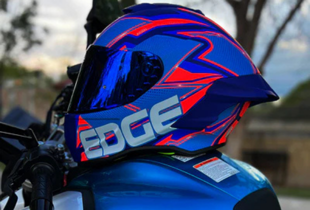 Casco Moto QUARTZ - SHANGHAI AZUL CON ROJO MATE