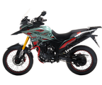 Motocicleta marca Treck modelo Raven 300cc color gris azul lateral